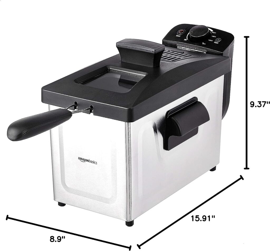 Amazon Basics 3 Liter Electric Deep Fryer, Stainless Steel