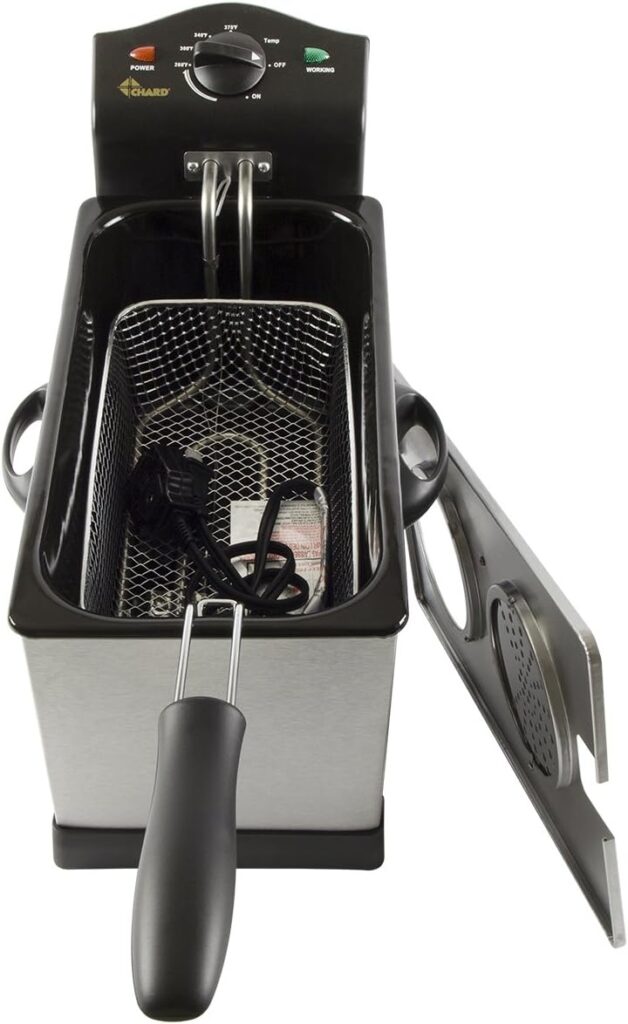 CHARD DF-3E, Electric Deep Fryer, Stainless Steel, 3 Liter, 1700 watts,Silver/Black