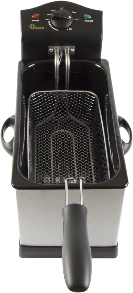 CHARD DF-3E, Electric Deep Fryer, Stainless Steel, 3 Liter, 1700 watts,Silver/Black