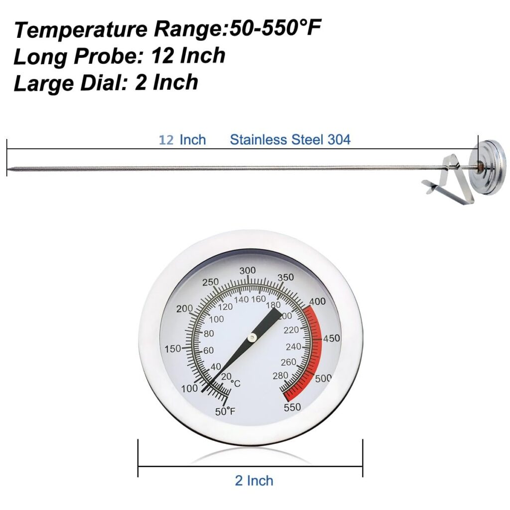 Deep Fry Oil Thermometer for Tempura Fryer Pot,Cooking Thermometer for Hot Oil Deep Fryer，Side of Pot Thermometer with Clip3.5 inch Probe, Easy Clean up, Reading Fast,