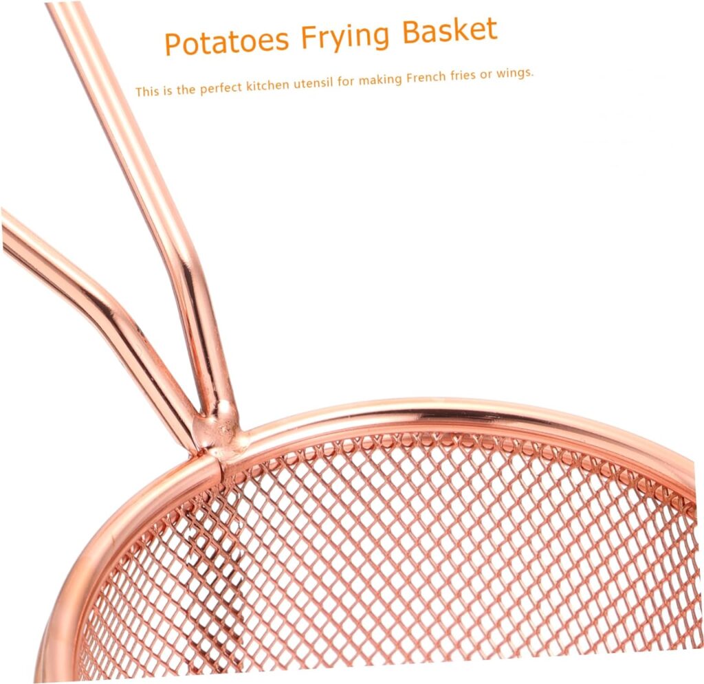 FUNOMOCYA 1pc deep fryer basket fried snack basket mini fried snack tray fryer food deep fry basket gold tinsel screen basket Potatoes Frying Basket Frying Tool Mesh chip rack