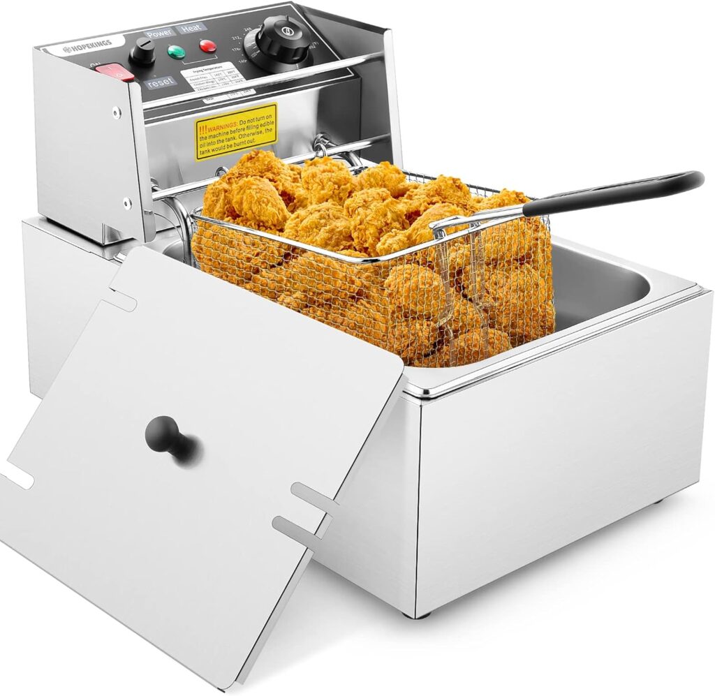 FUNSAILLE Deep Fryer with Basket Large for Home Commercial Use, 10 Liter Oil and 6.34QT Food Capacity Electric Fryer, Stainless Steel Countertop Fryer Easy Clean, Dishwasher Safe Parts