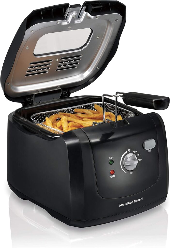 Hamilton Beach Electric Deep Fryer, Cool Touch Sides Easy to Clean Nonstick Basket, 8 Cups / 2 Liters Oil Capacity, Black