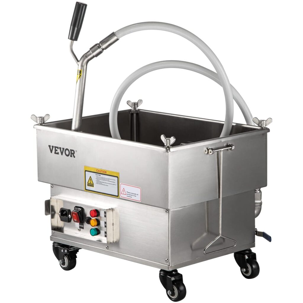 VEVOR Mobile Fryer Filter, 44 LBS/22 L/5.8 Gal Capacity, 300W Oil Filtration System with 5 L/min Flow Rate, Mobile Frying Oil Filtering System with 10 L/min Pump  Oil Hose, 110V/60Hz