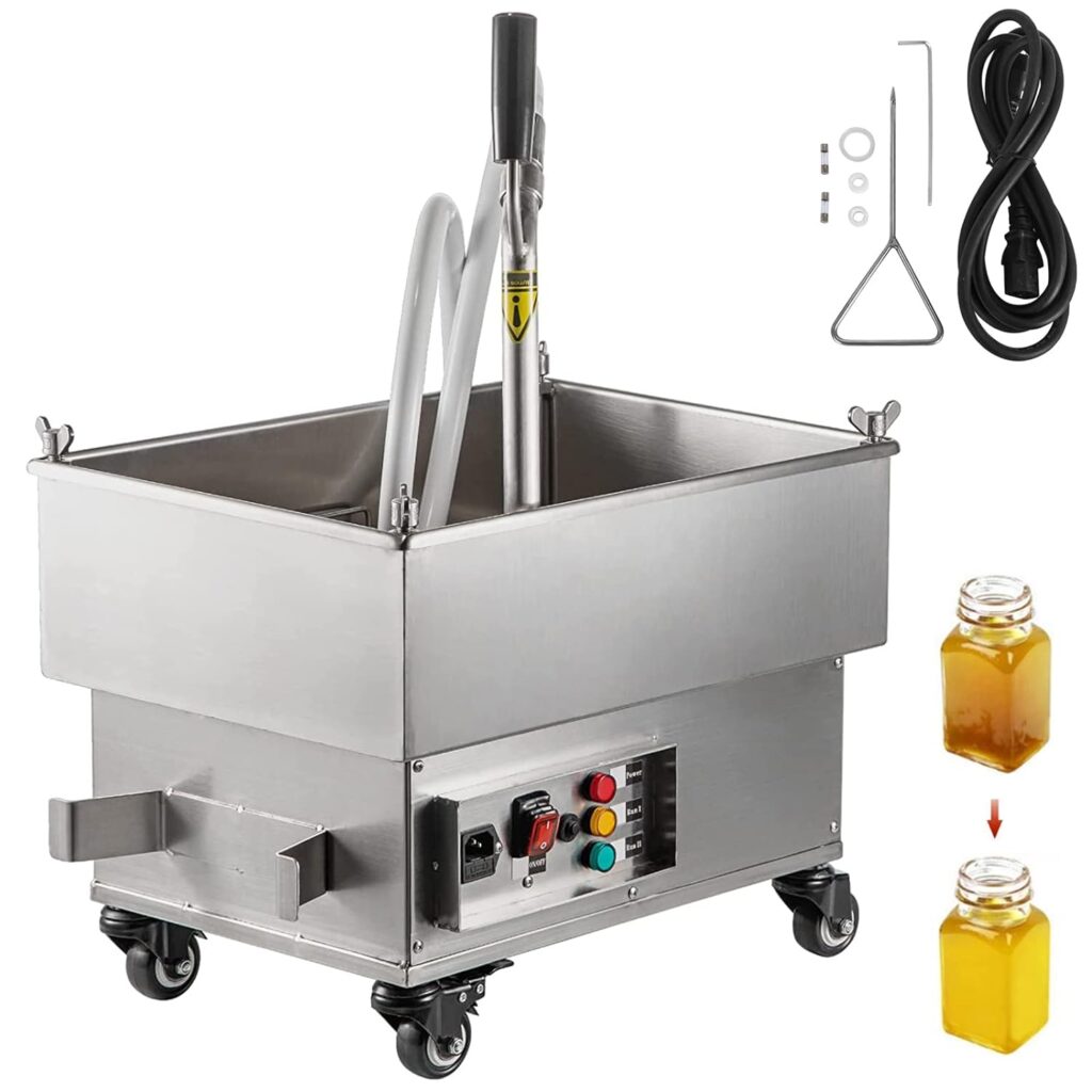 VEVOR Mobile Fryer Filter, 44 LBS/22 L/5.8 Gal Capacity, 300W Oil Filtration System with 5 L/min Flow Rate, Mobile Frying Oil Filtering System with 10 L/min Pump  Oil Hose, 110V/60Hz