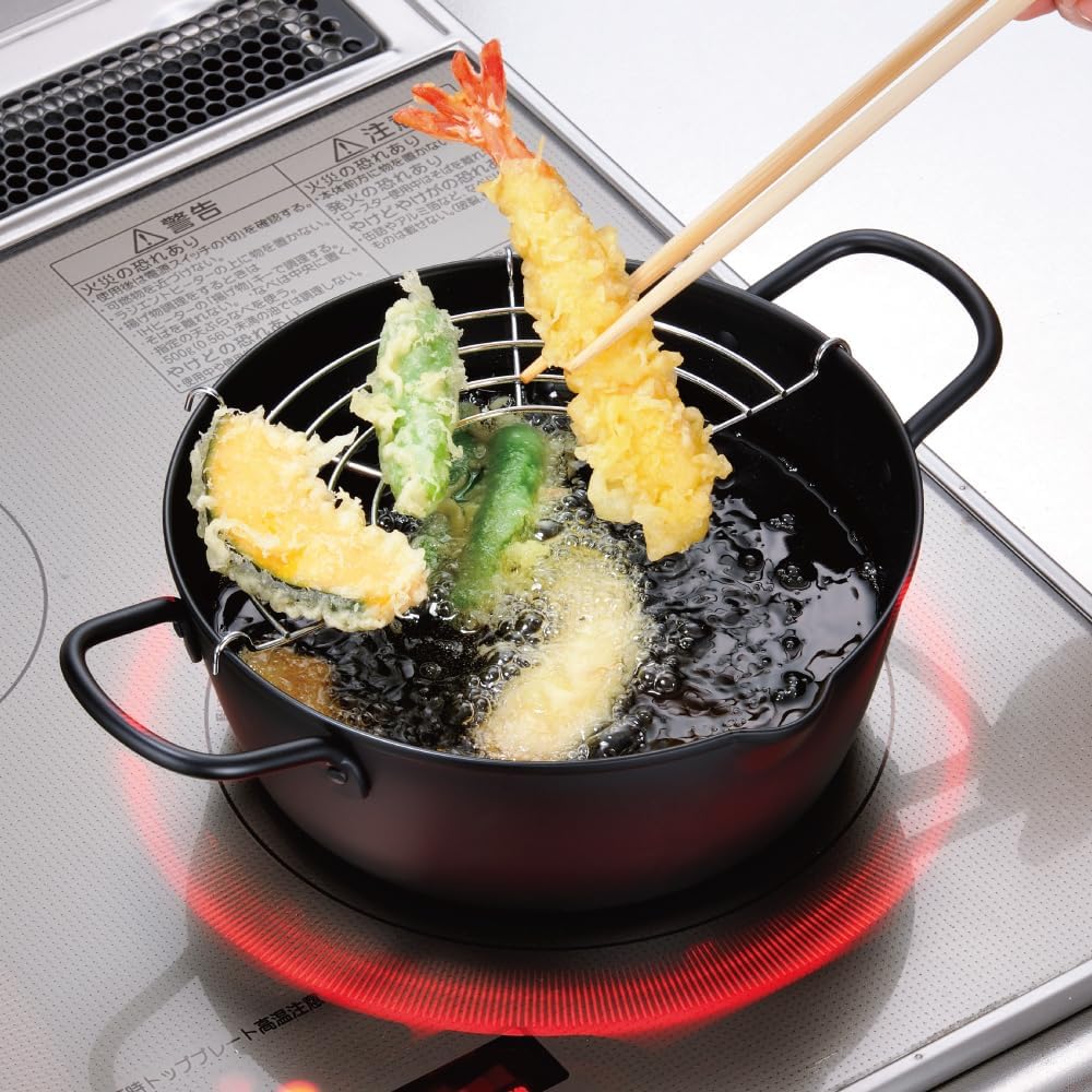 Japanese Style Deep Frying Pot [ Made in Japan ] 6.2 inch Carbon Steel Mini Deep Fryer